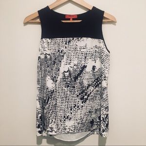 Saks Fifth Avenue black and white sleeveless top